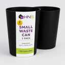 Mini Waste Basket - Pack of 2 Durable Small Plastic Garbage Trash Can Bin - Lidless Open-Top, Slim Profile for Compact Spaces - Suitable for Home, Bathroom, Office, Bedroom & More, Metallic Brown