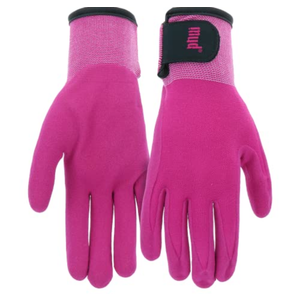 MUD Grip Women's Polyester Blend Shell and Water Resistant Sandy Nitrile Coated Palm Garden Gloves, Hook and Loop Closure, Abrasion Resistant, Excellent Grip, Purple, Medium/Large (MD31021M-WML)