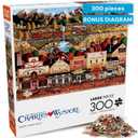 Buffalo Games Oversize Puzzle  Sleepy Town West by Charles Wysocki  300-Piece Large Jigsaw Puzzle for Adults, Full Color Poster, Made in USA