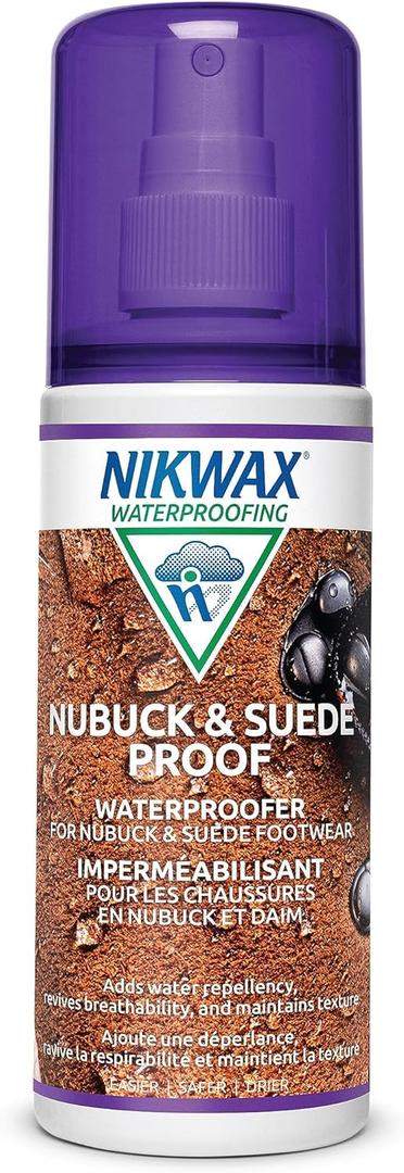 Nikwax Nubuck & Suede Proof, 125ml, Spray-On Waterproofing Restores DWR Water Repellency in Textured Leather Footwear, Shoe & Boot Care and Rain Protection