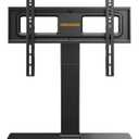 Perlegear Universal Swivel TV Stand for 3270 inch TVs, Height Adjustable Table Top TV Stand Mount with Tilt, Tempered Glass Base, Holds up to 88 lbs, Max VESA 400x400mm, PGTVS26