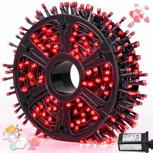 JMEXSUSS 500 LED Red Valentines Lights Outdoor, 173ft Christmas Lights Plug in, Waterproof 8 Modes Red String Light for Tree Party Xmas Holiday Valentines Day Decorations