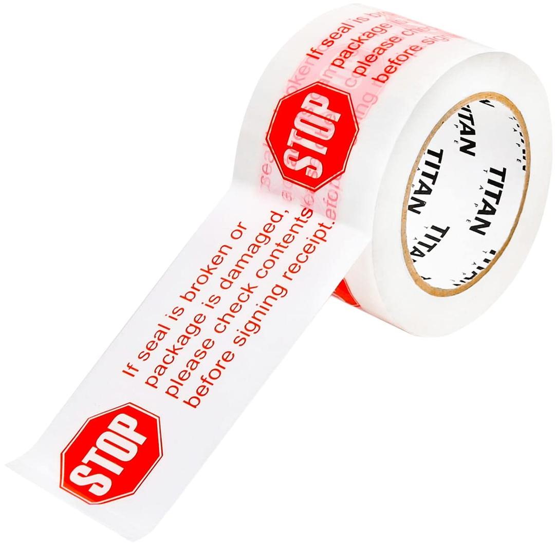 Stop Sign Sealing Tape, Strong Preprinted Tape If Seal is Broken... Stop 3" x110 Yards (330ft), 2.5 Mil Thickness Box Sealing Packaging Tape Security Shipping - 1 Roll