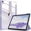 Fintie Hybrid Slim Case for iPad Air 13-inch (M3) 2025, (M2) 2024 - [Built-in Pencil Holder] Shockproof Cover with Clear Transparent Back Shell, Lilac Purple