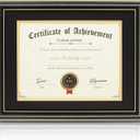 ELSKER&HOME Diploma Frames 11x14 with Mat- Solid Wood - Display 11x14 Document/Certificate with Mat or 15x18 without Mat - Wall Mount Display (Double Mat,Black Mat with Golden Rim)