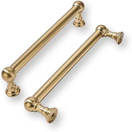khtumeware 2 Pack 5 Inch Hole Center Champagne Bronze Cabinet Pulls Heavy Duty Solid Satin Brass Cabinet Handles for cabinets Dressers Kitchens Handles Bathroom cabinets