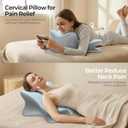 Cervical Neck Pillow for Pain Relief, Ergonomic Reading Pillow for Bed, Orthopedic Wedge Pillow Back Support Pillow, Contour Memory Foam Pillows for Sleeping, Couch Floor Use Lying, Leaning Reading