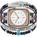 VISOOM Beaded Boho Bracelet CompatibleB For Apple Watch Bands Women 38/40/41/42mm(S10 11),Posh Multilayer Fashion Handmade Leather Wrap For iPhone iWatch Apple Watch Series 10 9 8 SE 7 6 5 4 3 2 1