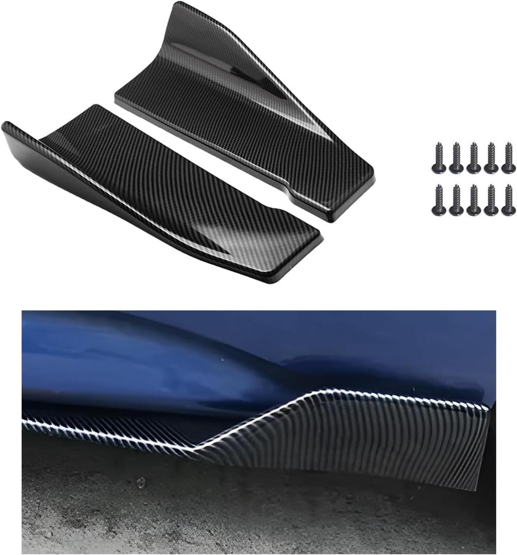 Sun Walker 2 PCS Car Rear Bumper Guard Diffuser Splitter, Side Fenders Skirt Spoiler Wrap Angle Protector, Universal Anti-Collision Bumper Lip Diffuser Auto Exterior Decoration (Carbon Fiber)