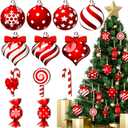 48 Pcs Colorful Wood Lollipop Candy Christmas Ornaments Hanging Tree Decorations with Ropes for Candy Party Xmas Tree (Fresh)