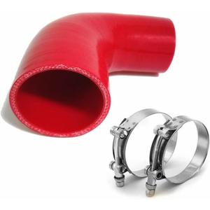 Universal High Performance 4-Ply 90 Degree Elbow Reducer Coupler Silicone Hose ID 2" to 2.5" (51mm to 64mm), Red