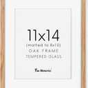 11x14 Picture Frame, Solid Oak Wood 11"x14" Photo Frame, 11 x 14 Frame for Wall, 11 x 14 Picture Frame With Mat for 8x10, Real Tempered Glass, 11 by 14 Wood Frame (Natural Oak Color, 1 Pack)