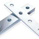 9 Pack Flat Plate Connector Bracket 4 Hole Distance 1" Steel Electrogalvanized Fit for " Bolt in 1-5/8" Strut Channel 175mm x 36mm x 5mm