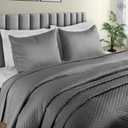 BIOWEAVES 100% Organic Cotton Quilts Queen Size - Diamond Stitched Quilted bedspreads - All Season Oversized Coverlet Set - GOTS Certified Bedding Set | 1 Quilt & 2 Pillow Shams, Coverlet Set - Full / Queen