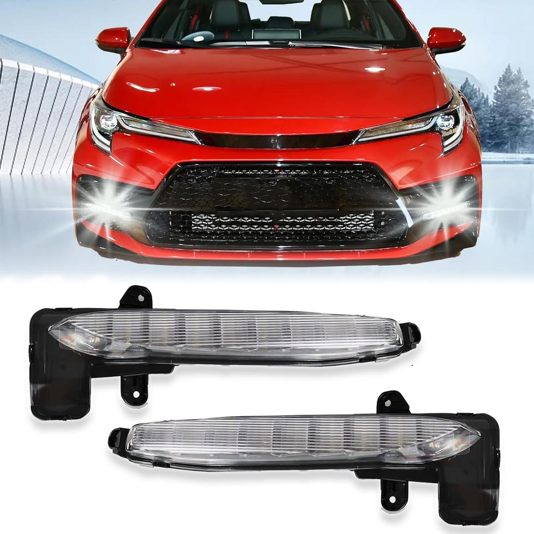 Switchback White/Amber LED Front Fog Daytime Running Lamp w/Dynamic Flash LED Turn Signal light Feature Compatible with Toyota Corolla 2020-2022 SE XSE Hybrid Accessories