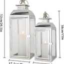 JHY DESIGN Set of 2 Stainless Steel Decorative Candle Lanterns 20.5"&15" High Metal Candle Lanterns for Indoor Outdoor Events Parities Weddings Vintage Style Hanging Lantern