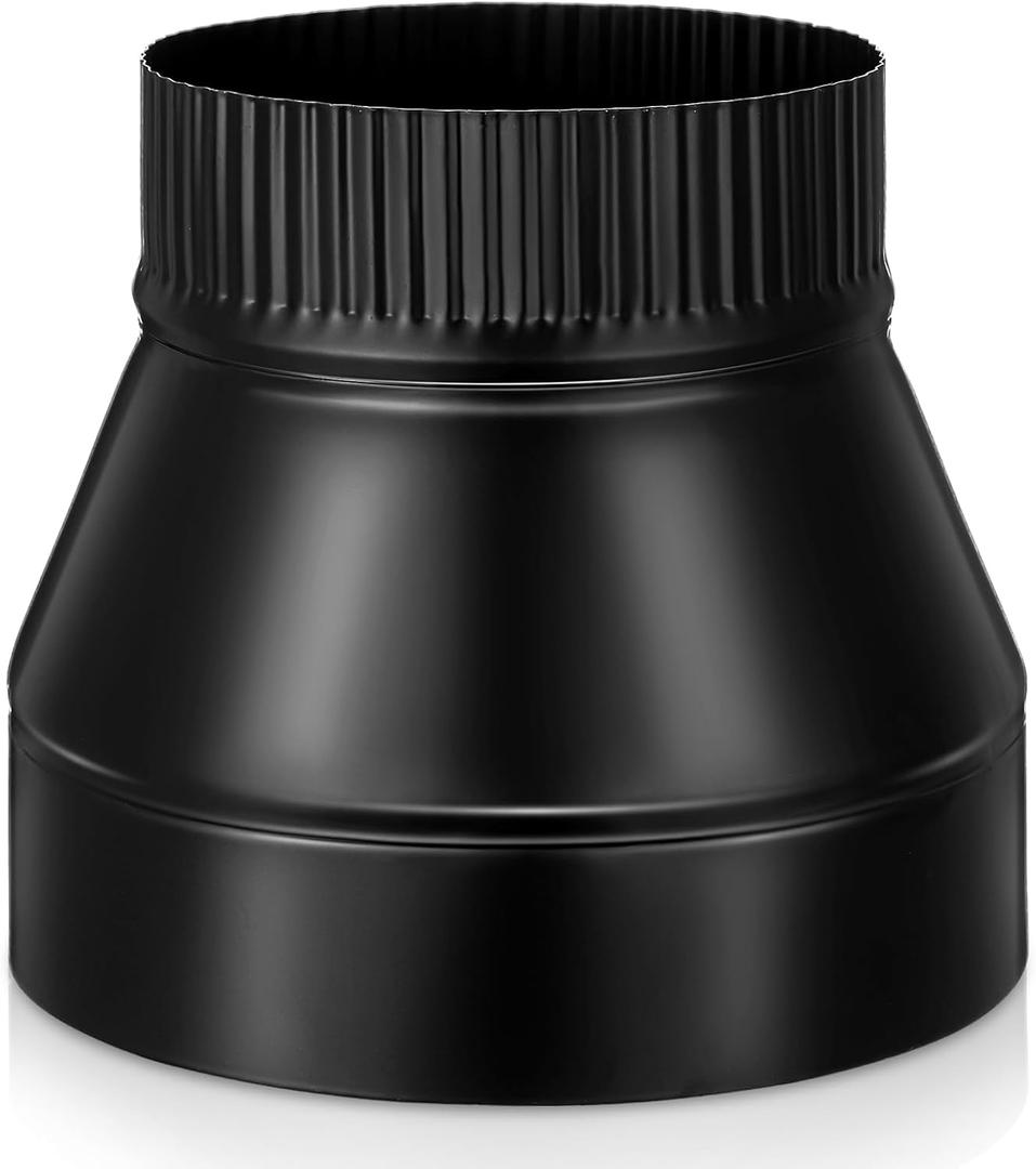 Moxweyeni 7" to 6" Stove Pipe Reducer Black Matte Pipe Reducer Black Duct Adapter for Connecting Stove Flu to Chimney for Proper Ventilation for Chimney Conversion
