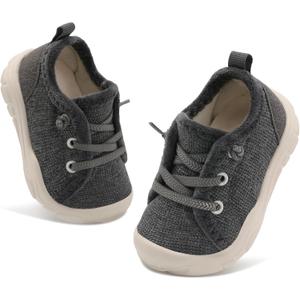 FEETCITY Toddler Walking Shoes Toddler Slip on Shoes Boys Sneakers Soft Tennis Shoe Barefoot Shoe Darkgrey 8