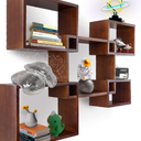 Comfify Modern Wall Mounted Square Shaped Floating Shelves – Set of 5 Square Shelves for Bathroom, Bedroom, Living Room & More – Rustic Wall Decor Display for Home  Brown