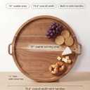 Premium Acacia Wood Round Charcuterie Board, 13 Inch Snack Board with Side Handles, Wooden Cheese Board and Serving Platter for Appetizers, Bread, Fruit and Snacks