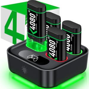 Charger for Xbox One Controller Battery Pack with 4x4080mWh USB C Xbox Rechargeable Battery Pack Series X|S, One S/One X/Elite Controller Charger Station Accessories 1700mAh