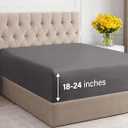 Extra Deep Full Fitted Sheet - Hotel Luxury Single Fitted Sheet Only - Easily Fits 18 inch to 24 inch Mattress - Ultra Soft, Wrinkle & Fade Free w/Extra Deep Pockets - Breathable & Comfy - Dark Grey (07 - Dark Grey)