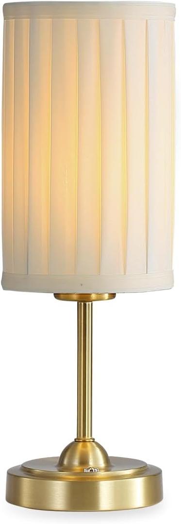 GaoIlalight Portables Cordless Table Lamp, LED Fabric Shade Desk Lamp,Rechargeable Battery Operated，Lighting for Bedroom, Bedside,Bar,Living Room, Dining Room, Night Light (Brass)