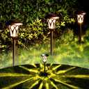 GIGALUMI 6 Pack Solar Pathway Lights Outdoor, Metal Glass & ABS Solar Landscape Lights Waterproof IP65, Warm White Solar Powered Garden Lights for Yard Patio Walkway Driveway (Brown)