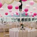 Pink Paper Lanterns Decorative, Hanging Round Paper Lanterns Indoor Outdoor for Valentines Day Decorations Graduation Wedding Birthday Baby Showers Tea Party Decorations, 21pcs