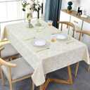 SASTYBALE Rectangle Tablecloth - 60 x 120 Inch Beige Cream Damask Table Cloth Jacquard Design Spill Proof Wrinkle Resistant Waterproof Soft Polyester Oblong Table Cover for Kitchen Parties (Ivory)