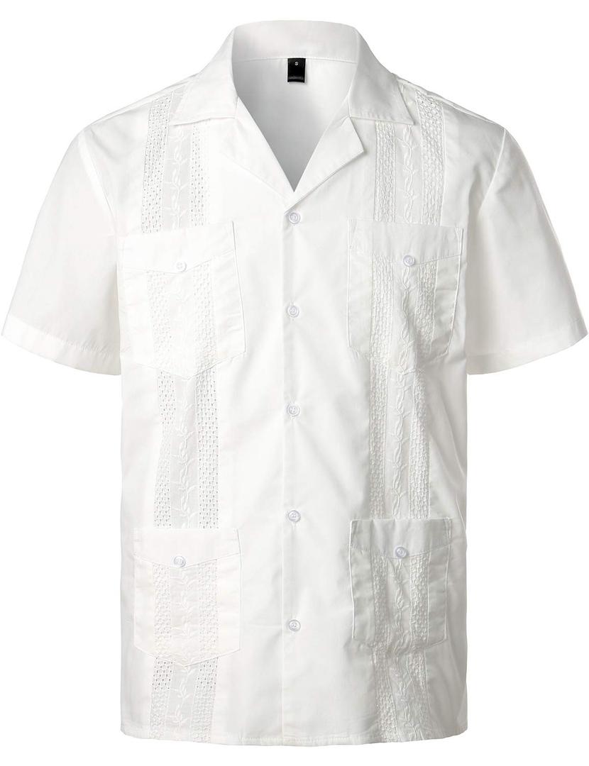 VATPAVE Mens Short Sleeve Button Down Cuban Guayabera Shirts Large