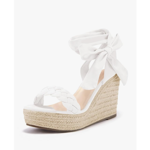 Syktkmx Womens Braided Wedge Espadrille Sandals Lace Up Slingback Open Toe Summer Platform Heeled Shoes Size 9,5