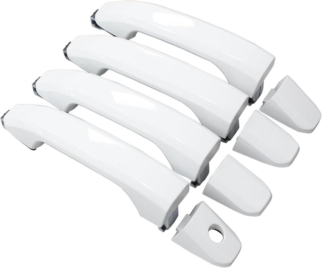 MOTOKU Set of 4 White Exterior Door Handle for Chevrolet Silverado1500 2500 3500 HD Suburban Tahoe for GMC Sierra 1500 2500 3500 Yukon 2015-2020