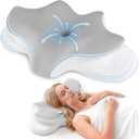 Cervical Neck Pillow for Pain Relief, Ergonomic Contour Pillow for Sleeping, 2 Heights Cooling Pillow for Neck and Shoulder Support, Memory Foam Orthopedic Pillow for Side Back Stomach Sleepers (Dark Grey)