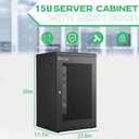 15U Server Cabinet Network Rack Enclosure Cabinet Enclosure for Computer Data Networking Electronic Equipment, Removable Side Panels, Lockable Door, 30in Depth for 19” IT Equipment, A/V Devices