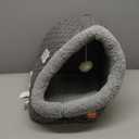 K&H Pet Products Heated Cat Bed - Thermo-Pet Cave for Large Cats, Indoor Heated Pet Bed for Dogs & Cats, Covered Cave Pet Tent, Collapsible, Machine Washable, Safety Listed - 17 X 15 X 13in (Gray/Geo Flower)