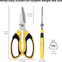 Utility Scissors Heavy Duty: 8-Inch sharp Scissors All Purpose heavy duty, Serrated Blades Cut Carpet, Cardboard, Wire, Leather, Fabric, Multipurpose Shears for Kitchen, Garden, Office, Craft (Yellow)
