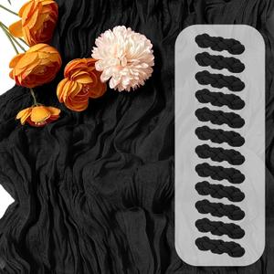 12 Pack Black Cheesecloth Table Runner 17 x 108 Inch Gauze Table Runner Fabric Semi Sheer Cheese Cloth Table Decoration Bulk for Rustic Romantic Wedding Baby Shower Table Decoration