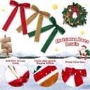 36 Pieces Valentine's Day Velvet Bow Valentine Ribbon Wreath Bow Bulk Romantic Crafts Gift Pretied Set for Garland Home Decor Wedding Outdoor Indoor Decor(Dark Green, Wine Red, Brown,1'' Wide)