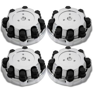 (Set of 4) Chrome 8 Lug Wheel Center Caps Compatible with Chevy Silverado 1500HD 2500 3500, Avalanche, Suburban, GMC Sierra Yukon 1998-2013, Fits 16" Rim | OE# 15039489 15039488 9597169 9597170