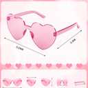 80 Pairs Heart Shaped Sunglasses Bulk, Transparent Heart Glasses for Women Party Favor (Pink)