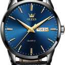 OLEVS Watch for Men Chronograph Brown Leather Analog Quartz Fashion Business Dress Large Face Men Watch Day Date Luminous Waterproof Casual Male Wrist Watch Black/Blue/White Dial