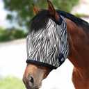 Harrison Howard All Round Mesh Horse Fly Mask UV Protective with Fleece Padded Edging and Fun Prints Forelock Opening Design Mask for Horse Zebra, Medium