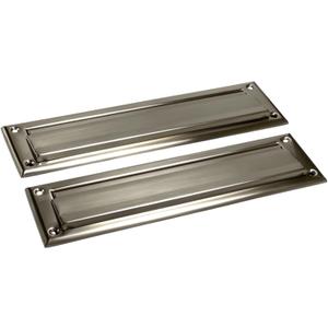 QCAA Solid Brass Mail Slot, with Solid Brass Interior Back Plate, 10" x 3", Satin Nickel, 1 Pack, Made in Taiwan