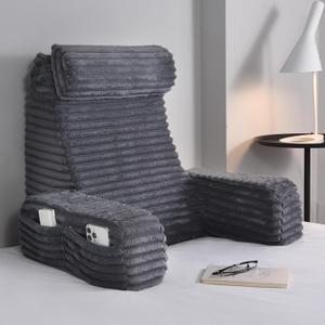 ENITYA Reading Pillow for Sitting in Bed Adult, XL Back Pillow for Bed Sitting up, Back Support Chair Pillow for Sitting up/Watching TV/Reading/Gaming/Resting/Post Surgery,Dark Grey (XL(5'3"-5'11"))