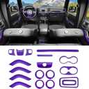 18PCS Full Set Interior Trim Kit for Jeep Wrangler JK JKU 2011-2018 4 Door,Center Console Door Handle Side Outlet Cup Holder Gear Cover Trim (Purple)