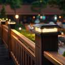 Solar Post Cap Lights Outdoor 12 Packs for 4x4 5x5 Vinyl/Wooden Posts, Waterproof Solar Powered Fence Post Light with Warm/Cool Lighting, Black 16LEDs Deck Cap Light for Garden, Patio, Porch