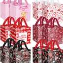 24Pack Happy Valentine's Day Reusable Tote Bags, Non-Woven Valentines Gift Bags with Handles for Valentine Party Favor, Gift Wrapping.