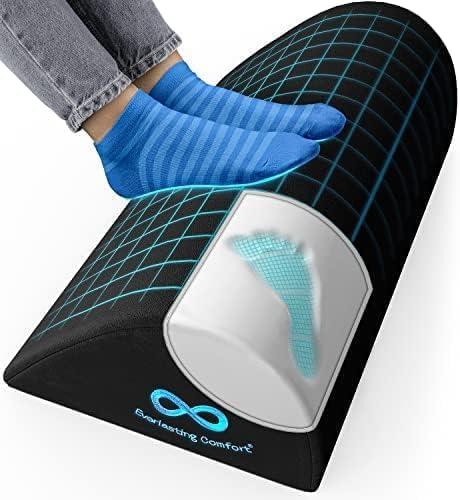 Foot Rest for Under Desk at Work - Memory Foam Office Foot Stool & Under Desk Footrest Leg Elevation Pillow for Gaming & Home Office, Supports Posture (Black)