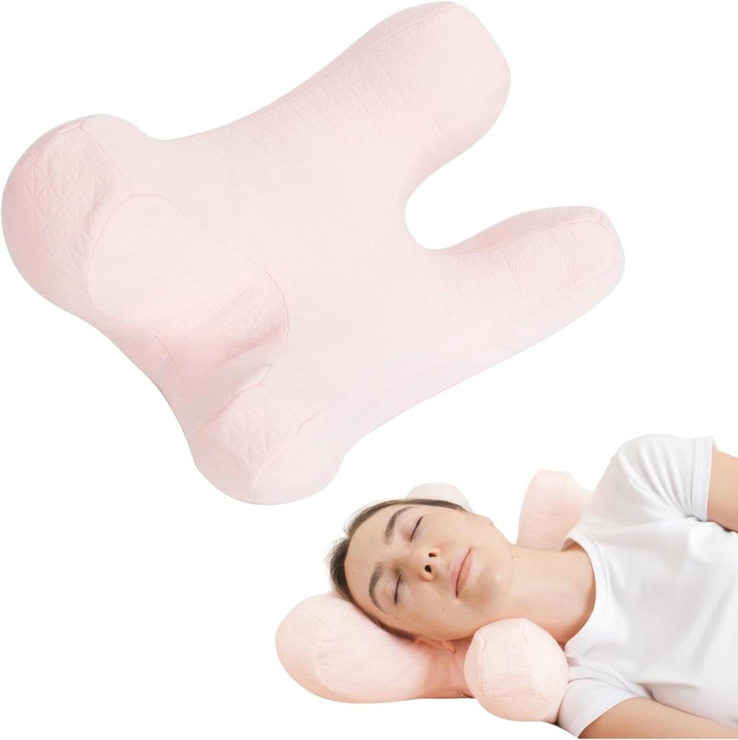 vocheer Anti Wrinkle Pillow, Comfortable Down Alternative Face Pillow, Adjustable Beauty Pillows Provides Neck Support and Pain Relief, Perfect Ergonomic Design for Side Sleeper, Amplexus, Pink